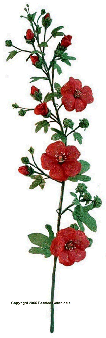 Beaded Flowers - Red Hollyhock Stalk